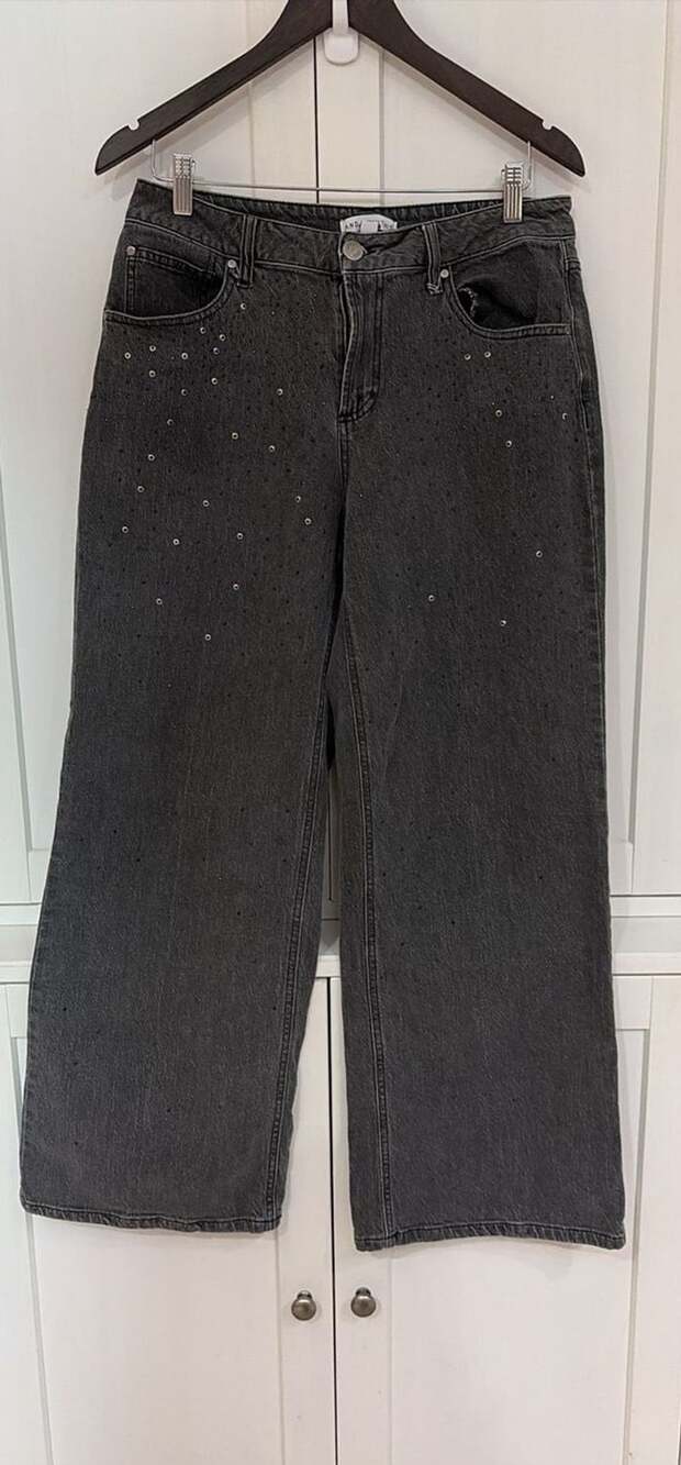 And Now This Women's Black Studded Wide Leg Jeans Size 30
